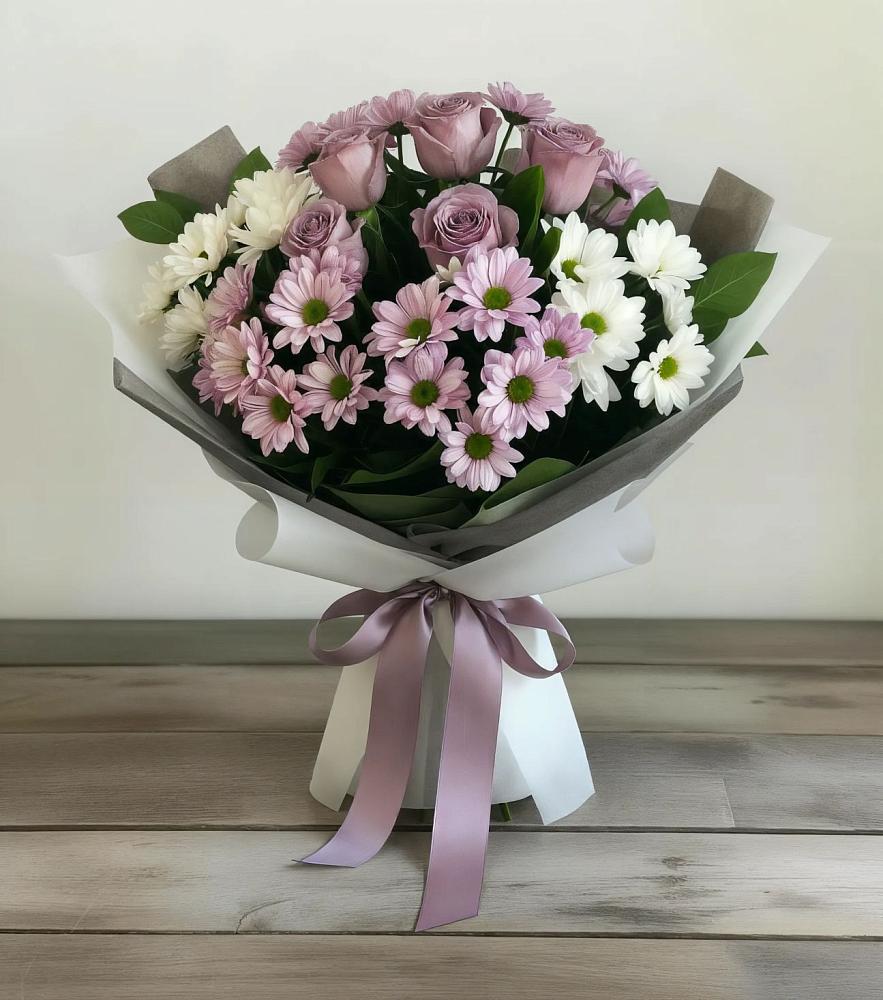 Букет цветов из: Хризантемы и Розы в Калангуй