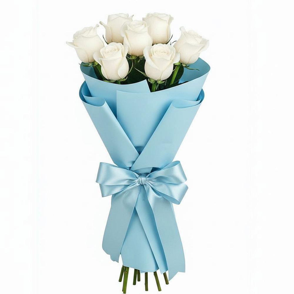 Букет 7 белых роз Проуд в Калангуй