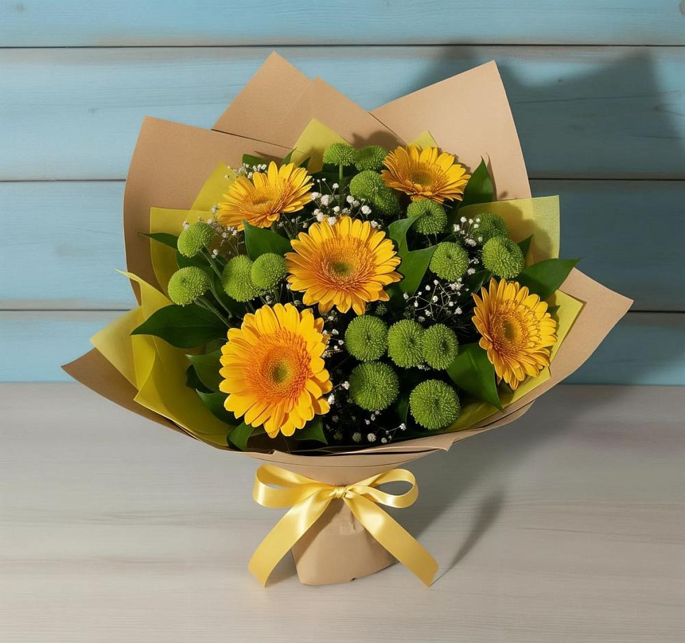 Букет цветов из: Герберы и Хризантемы в Калангуй