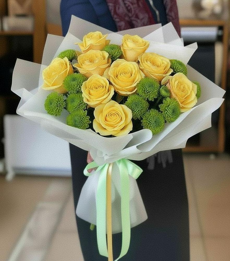 Букет цветов из: Хризантемы и Розы в Калангуй