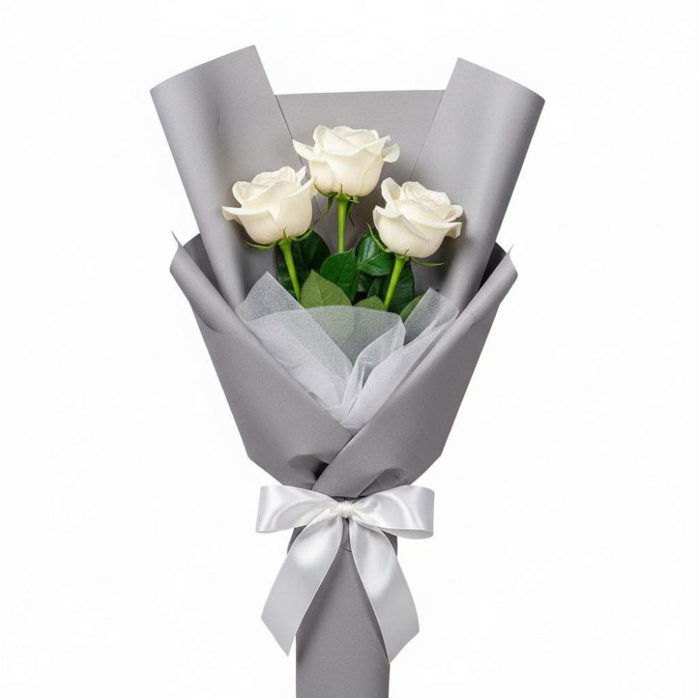 Букет 3 белые розы в Калангуй
