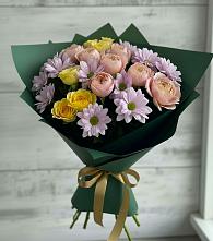Букет цветов из:  Хризантемы и Розы в Калангуй