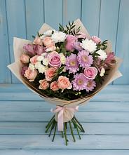 Букет цветов из:  Хризантемы, Розы и Альстромерии в Калангуй